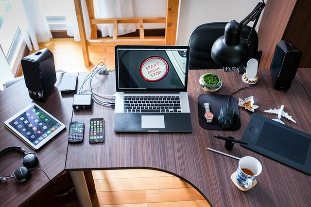 laptop on a office table